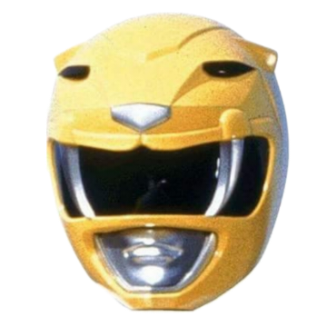 The helmet of the yellow Power Ranger, which represents a new team member.