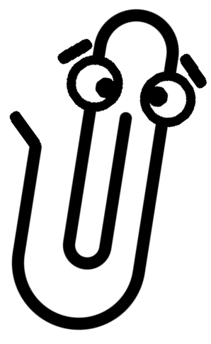 An unofficial version of the Microsoft Office mascot Clippy, a paperclip with eyes.